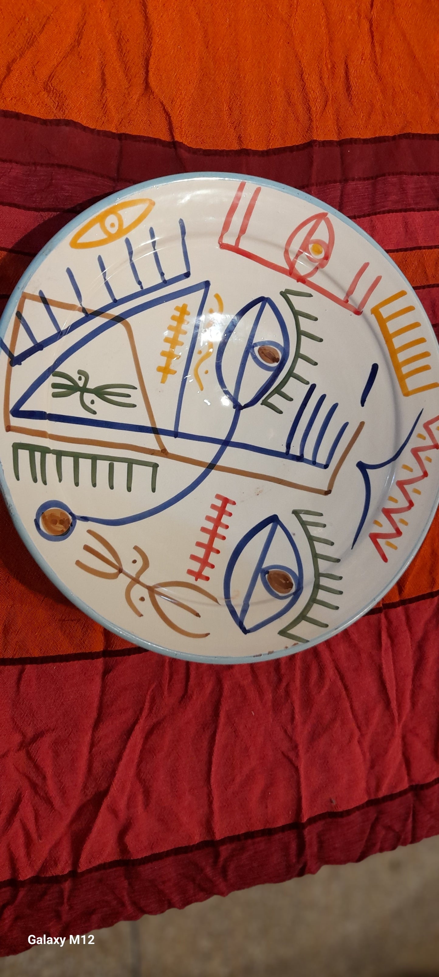 Hand-Painted Picasso-Inspired Ceramic Plate – 36 cm Decorative Art Piece