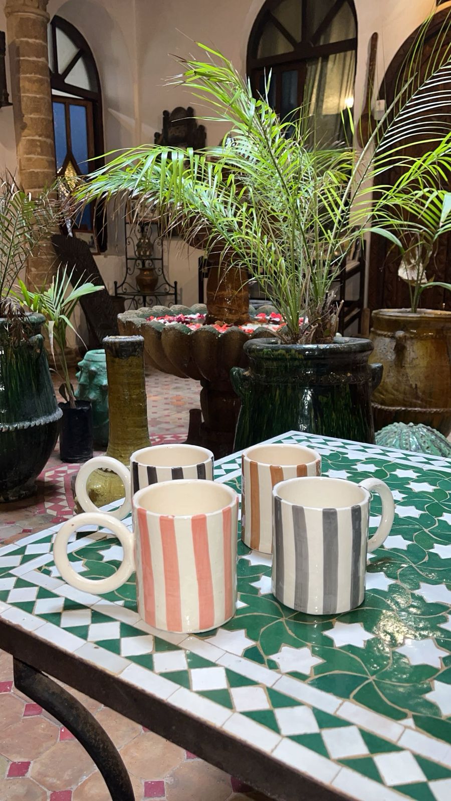 Striped Handmade Ceramic Mug – Modern Moroccan