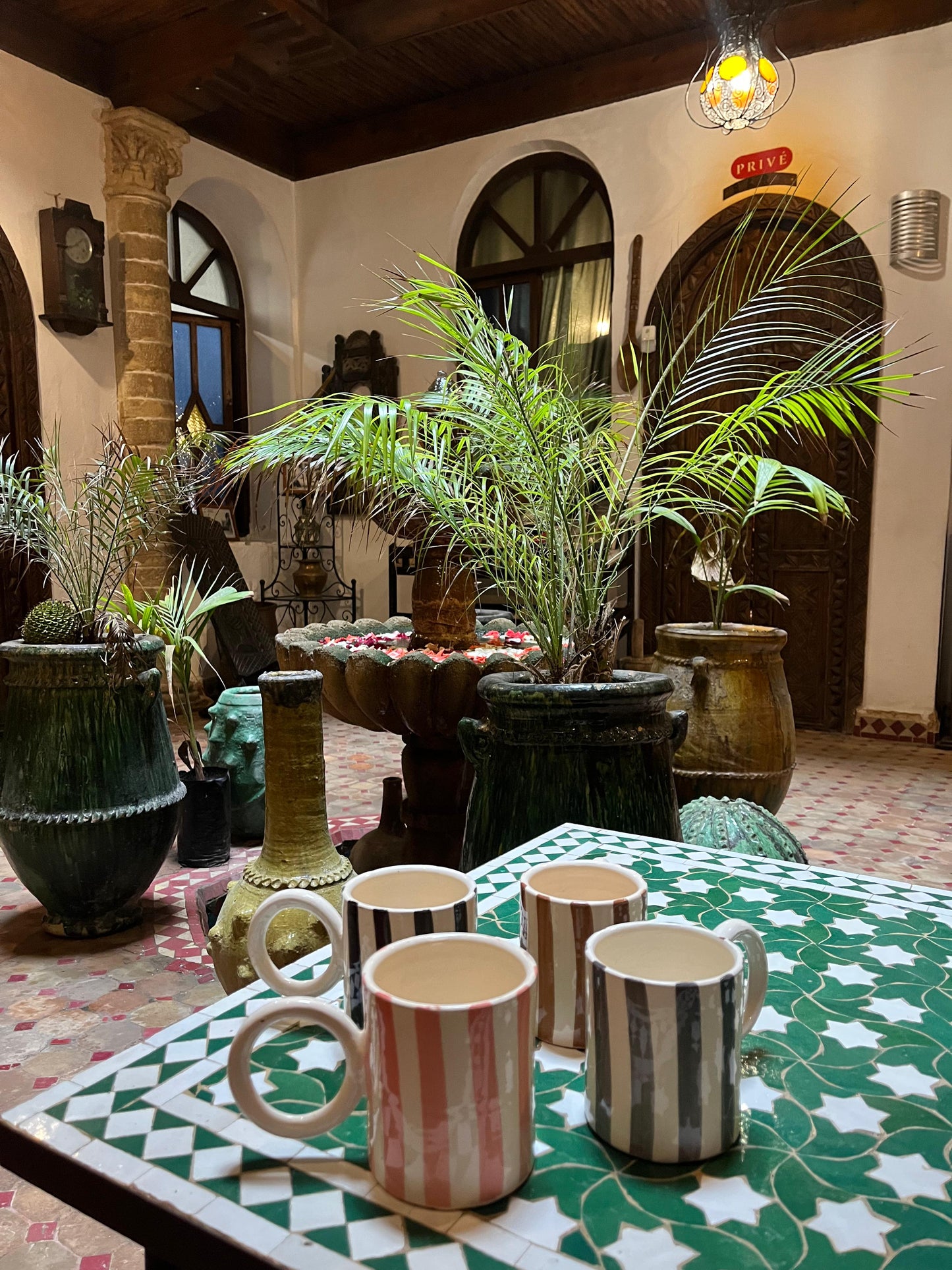 Striped Handmade Ceramic Mug – Modern Moroccan