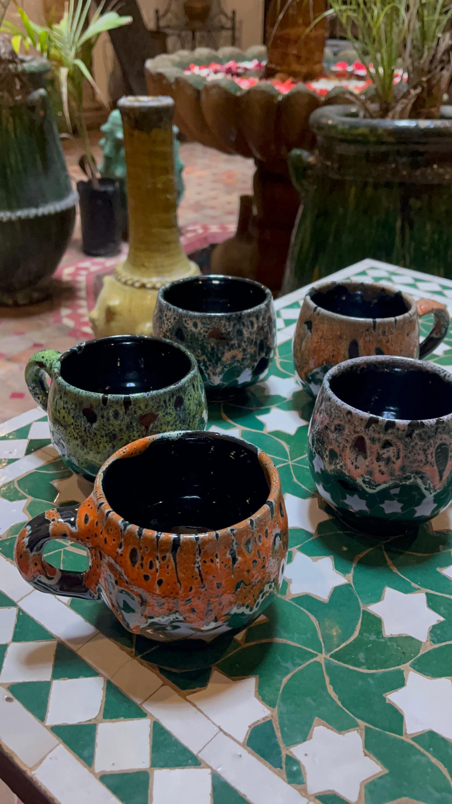 Color-Splashed Artisan Pottery Mugs ith Modern