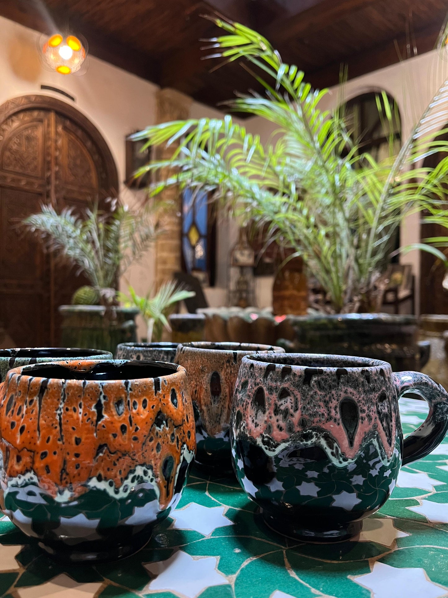 Color-Splashed Artisan Pottery Mugs ith Modern