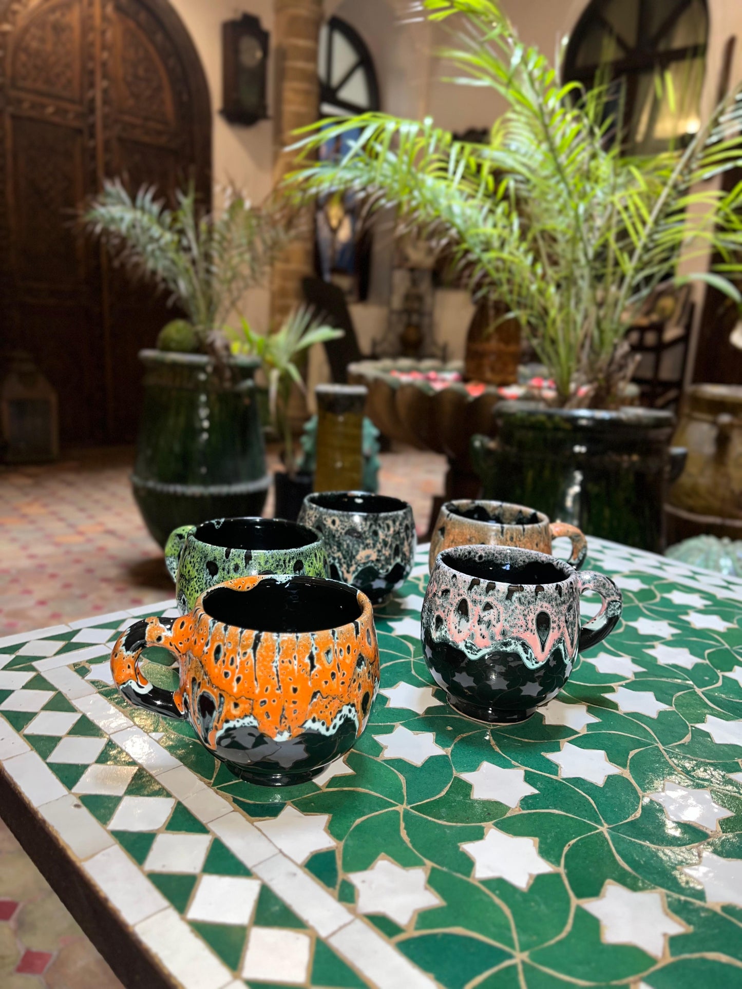 Color-Splashed Artisan Pottery Mugs ith Modern