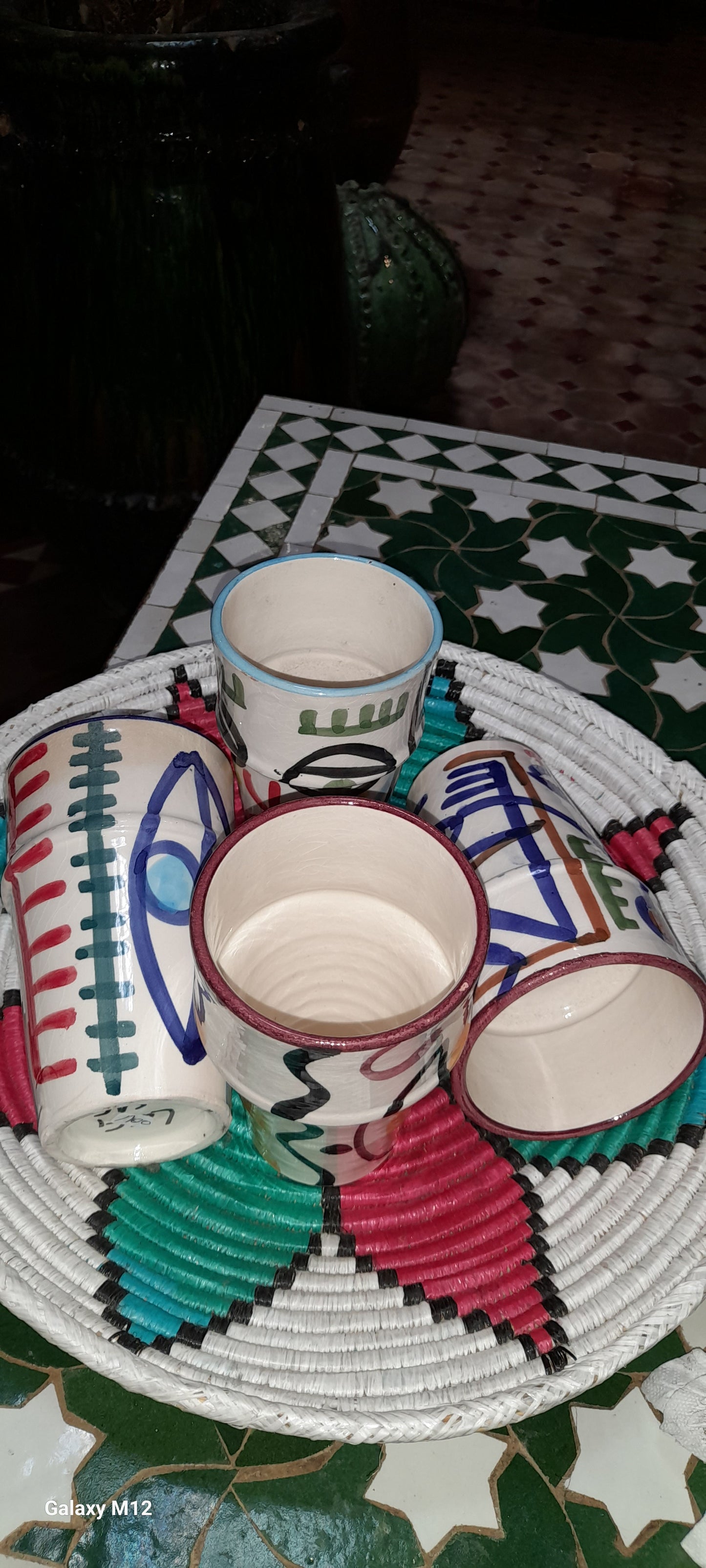 Handmade Abstract Ceramic Cup – Moroccan Artisan Design