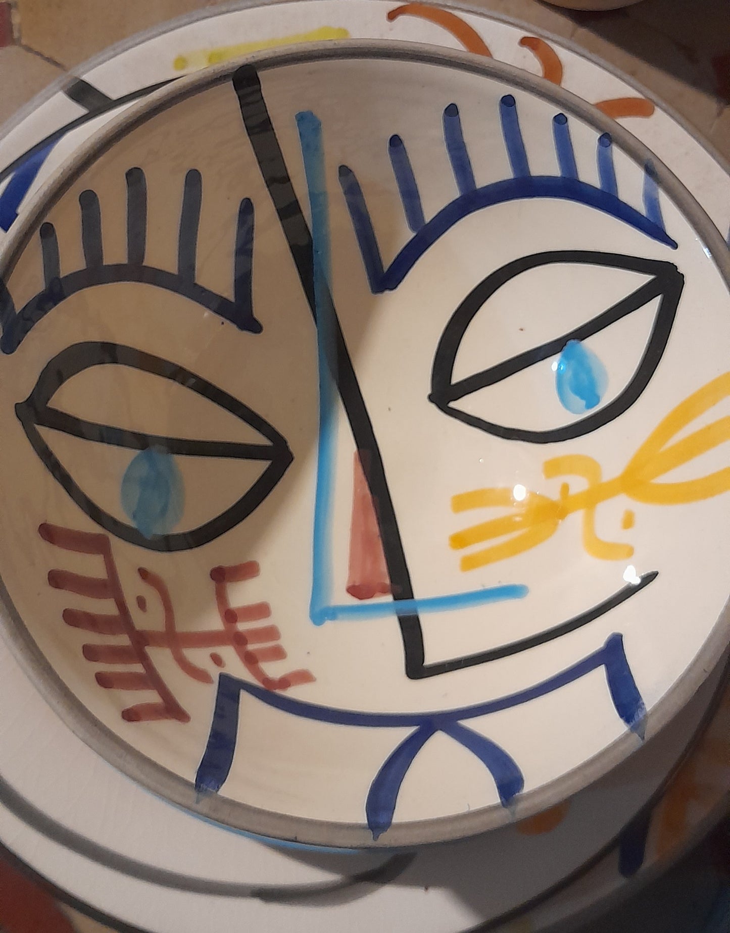 Stacked Moroccan Berber-Inspired Ceramic Plates – Picasso Fusion Design