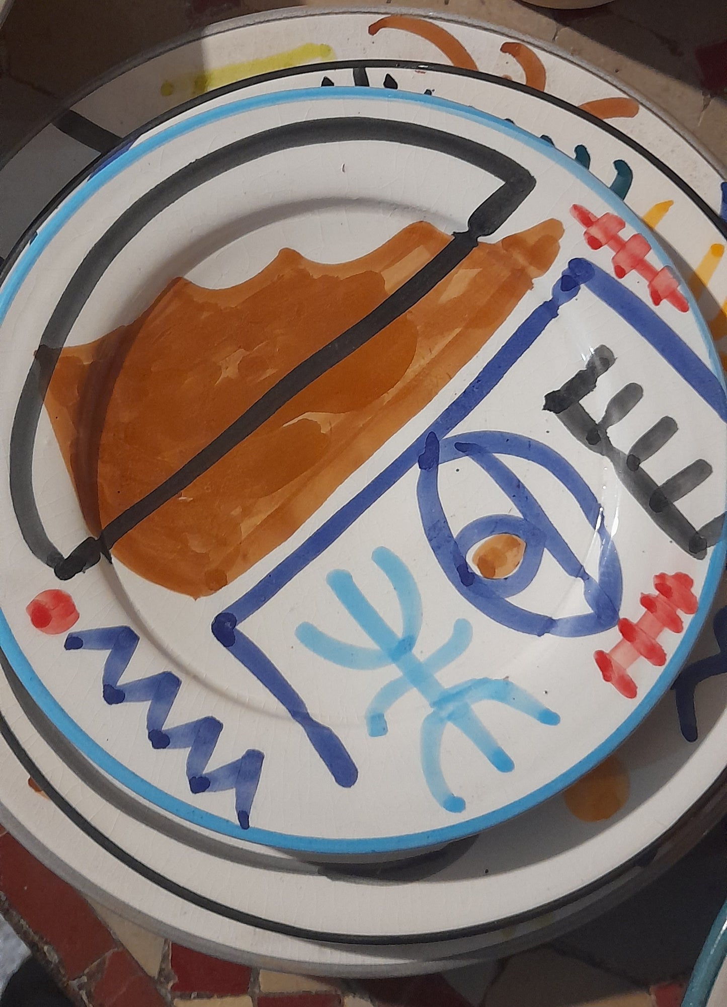 Stacked Moroccan Berber-Inspired Ceramic Plates – Picasso Fusion Design