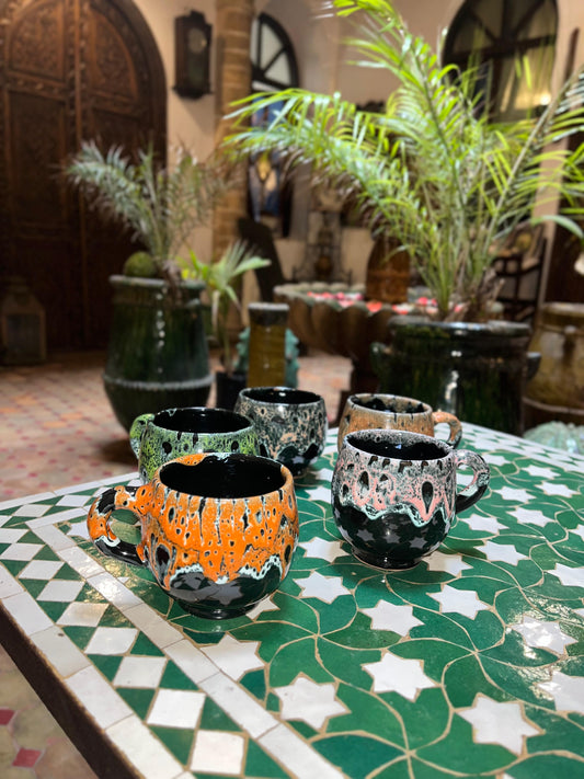 Color-Splashed Artisan Pottery Mugs ith Modern