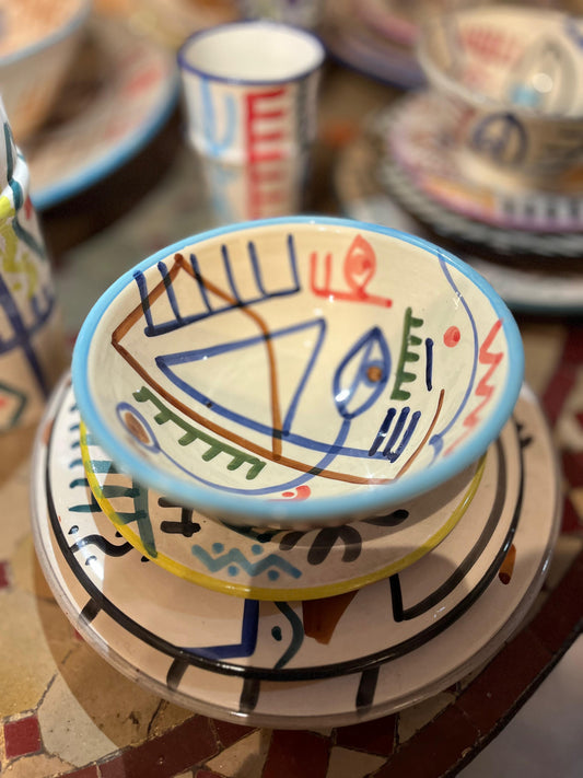 Stacked Moroccan Berber-Inspired Ceramic Plates – Picasso Fusion Design