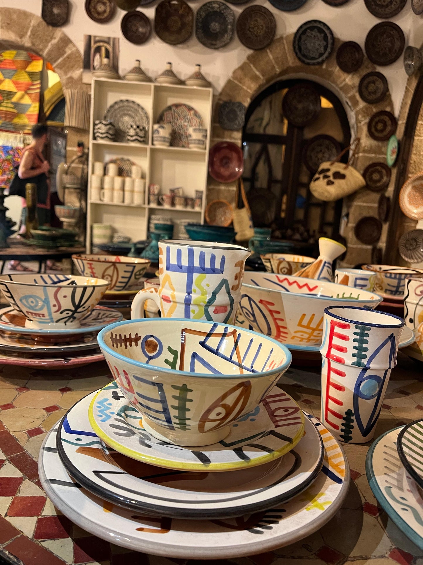 Stacked Moroccan Berber-Inspired Ceramic Plates – Picasso Fusion Design
