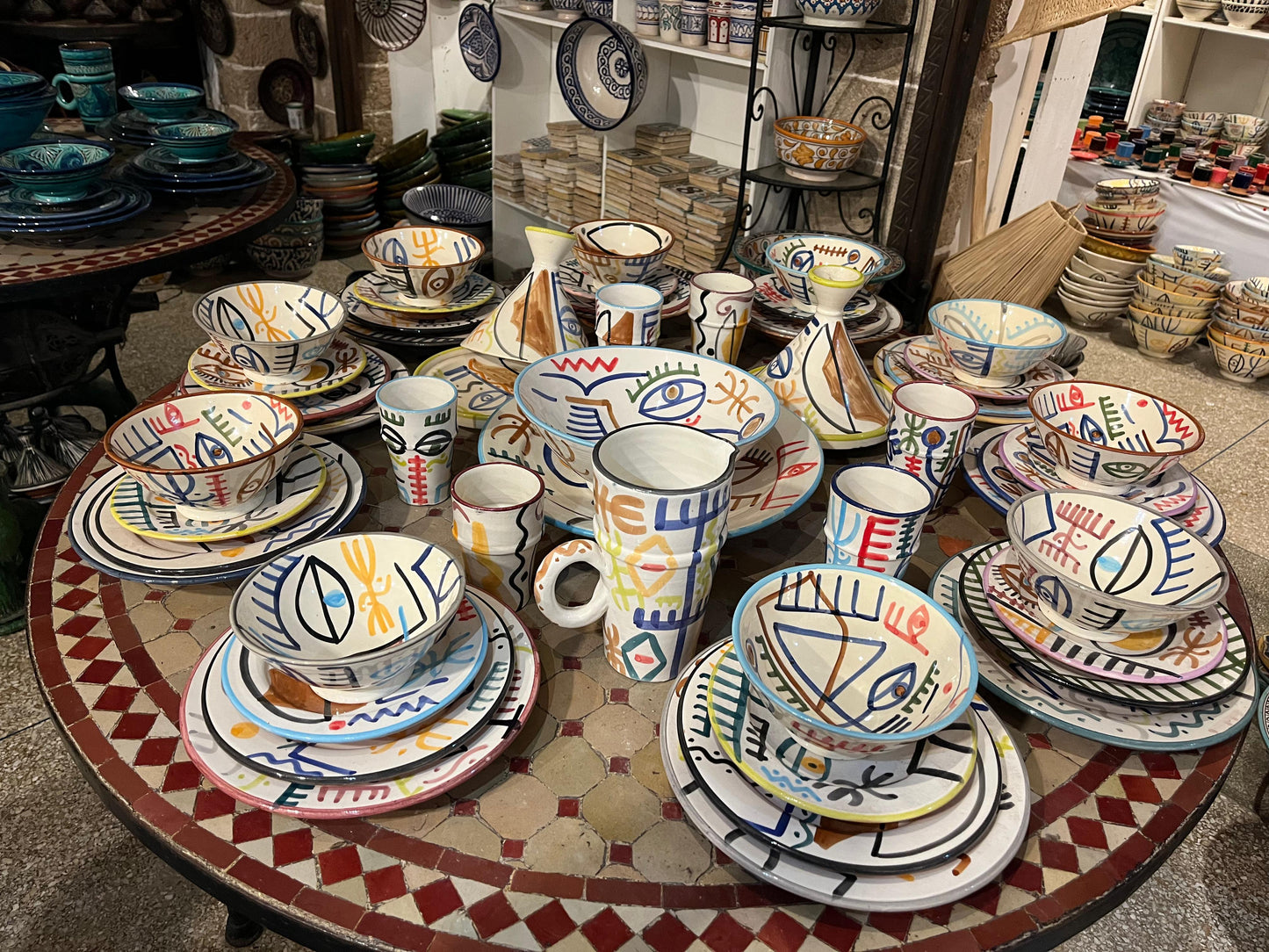 Stacked Moroccan Berber-Inspired Ceramic Plates – Picasso Fusion Design