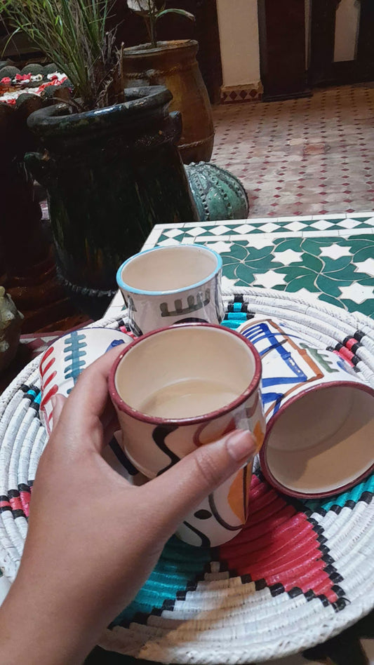 Handmade Abstract Ceramic Cup – Moroccan Artisan Design