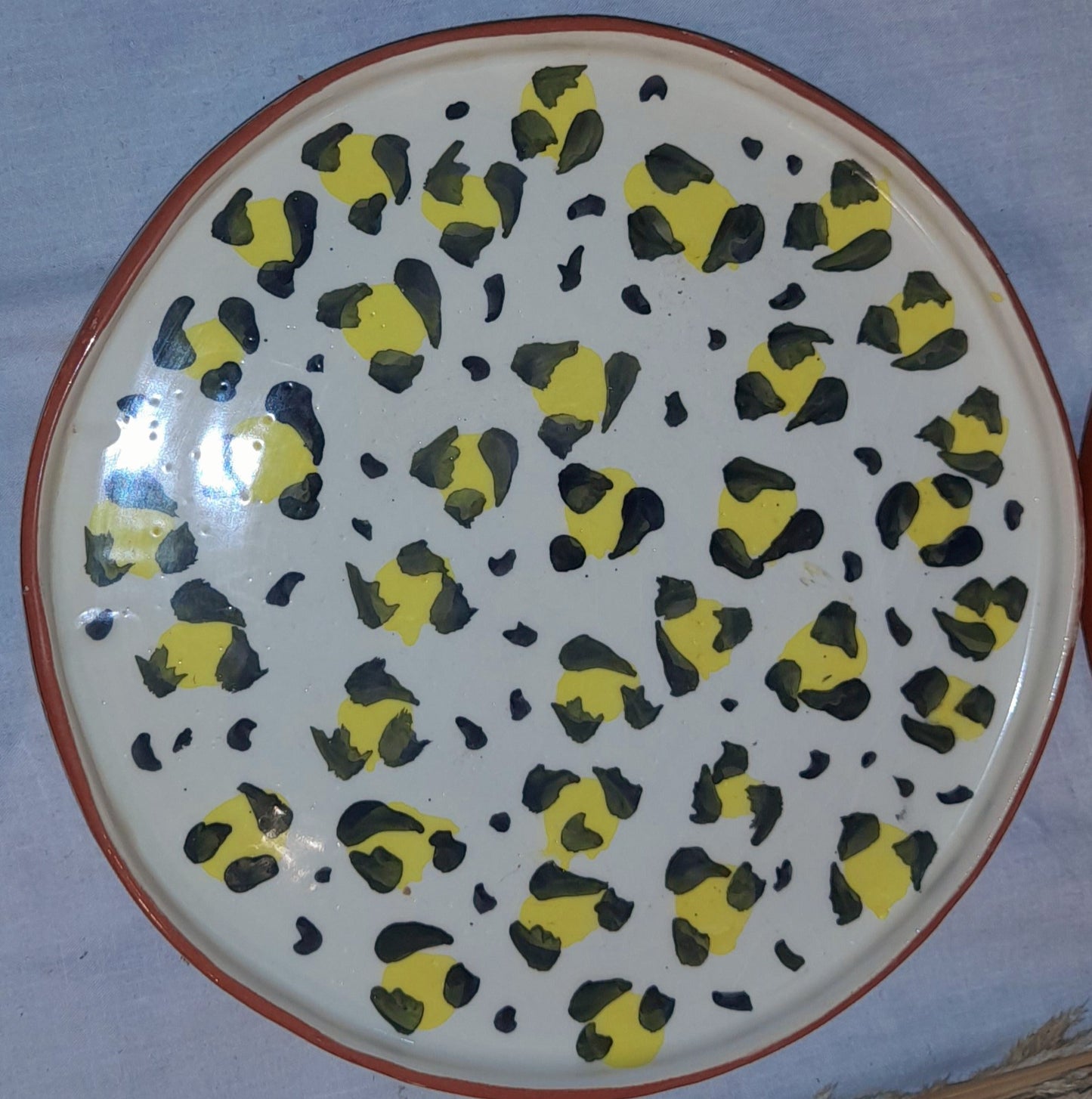 8-Piece Hand-Painted Leopard Print Ceramic Set – Moroccan Artisan Craft