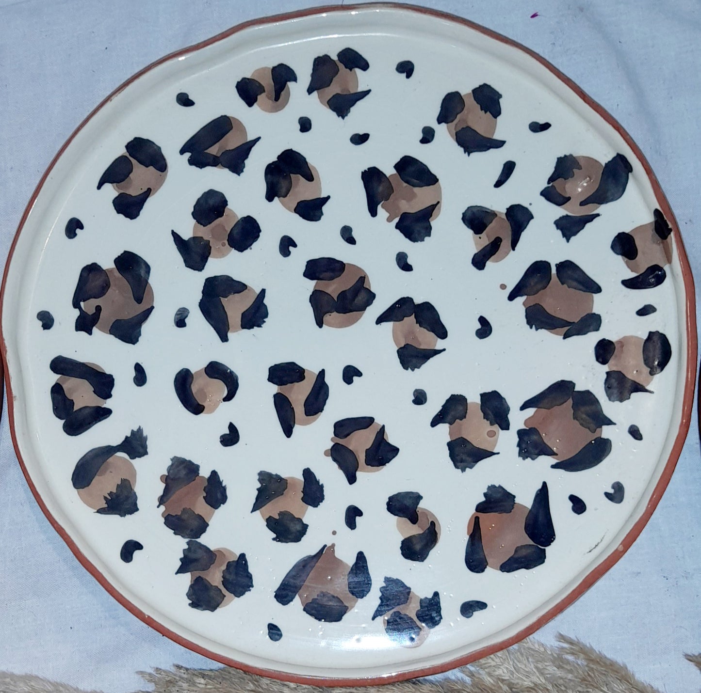 8-Piece Hand-Painted Leopard Print Ceramic Set – Moroccan Artisan Craft