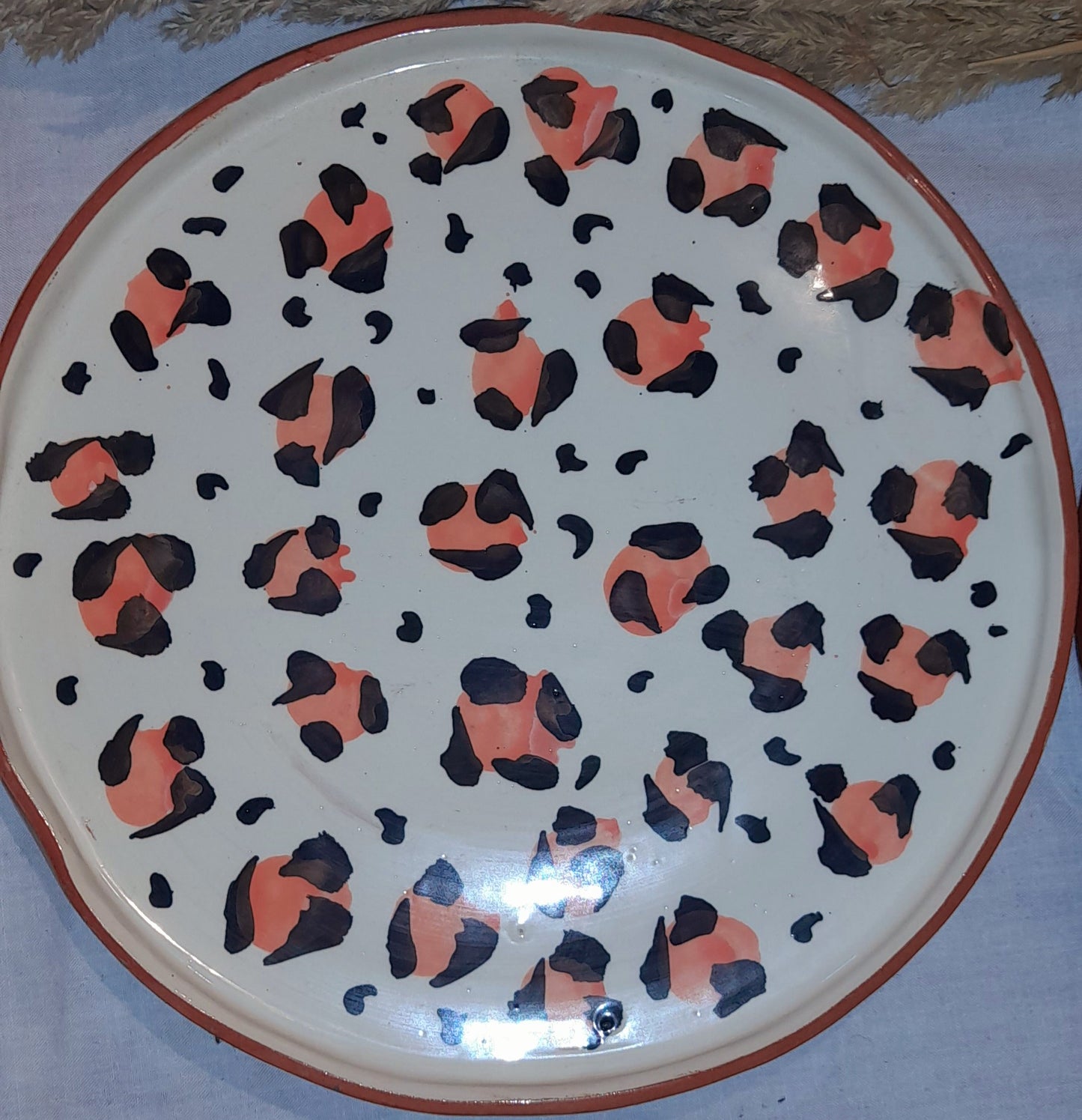 8-Piece Hand-Painted Leopard Print Ceramic Set – Moroccan Artisan Craft