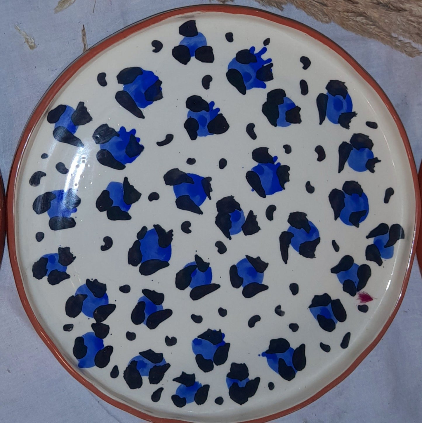 8-Piece Hand-Painted Leopard Print Ceramic Set – Moroccan Artisan Craft