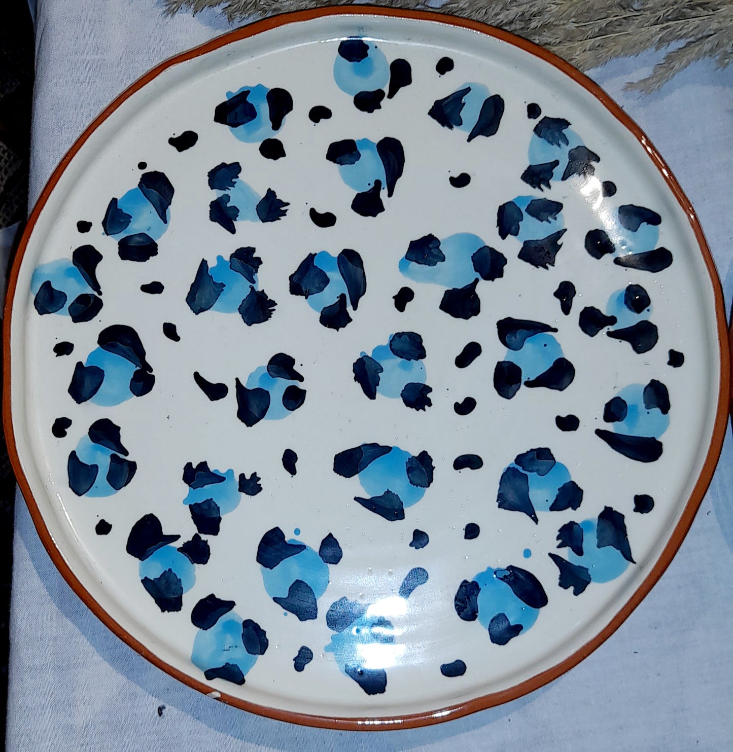 8-Piece Hand-Painted Leopard Print Ceramic Set – Moroccan Artisan Craft