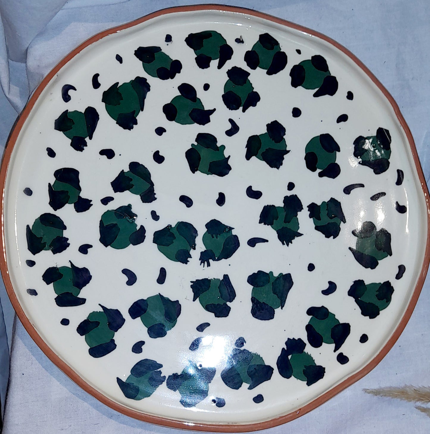 8-Piece Hand-Painted Leopard Print Ceramic Set – Moroccan Artisan Craft