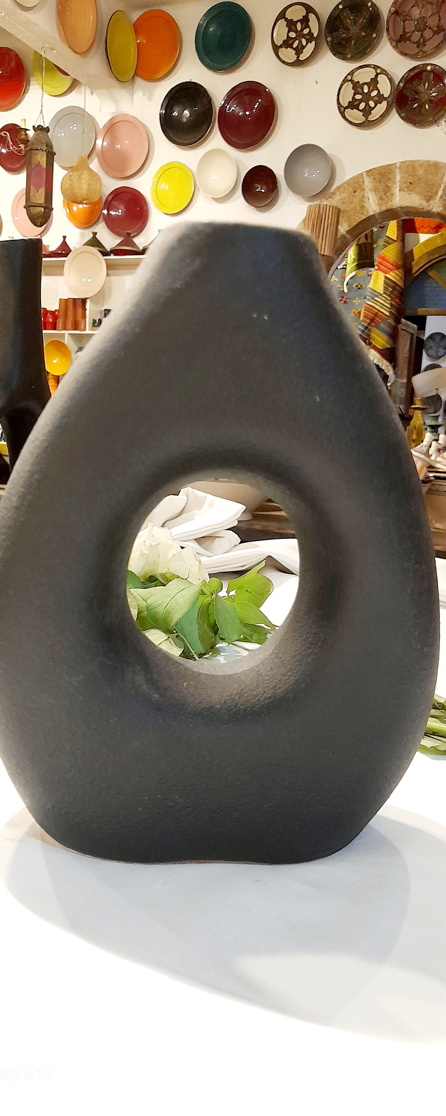 Modern Black Ceramic Vase – 20cm Sculptural Minimalist Design