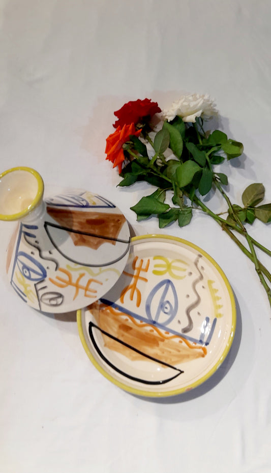 Art-Inspired Moroccan Tagine – Picasso Style Abstract Design