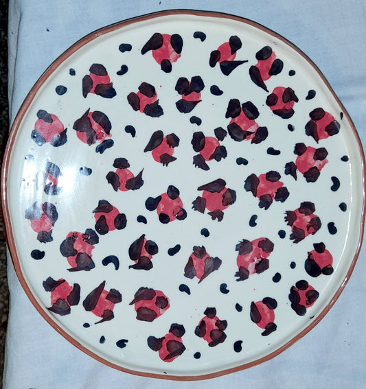 8-Piece Hand-Painted Leopard Print Ceramic Set – Moroccan Artisan Craft